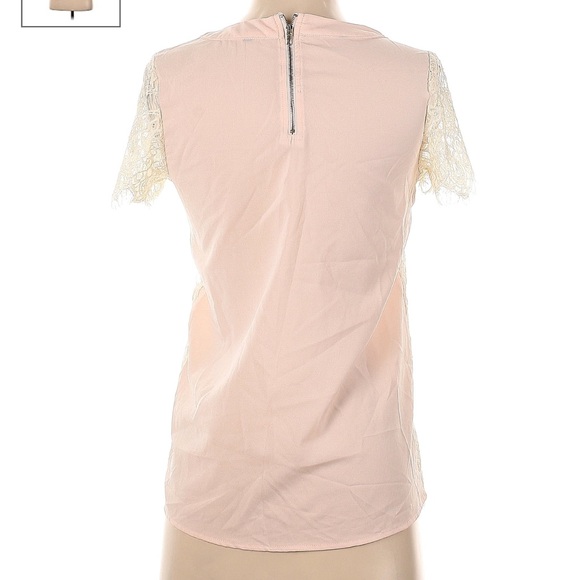 Leo Meets Virgo Cream Lace Lay Over Soft Pink Polyester top• Zip back• Size: S - Picture 3 of 10